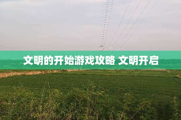 文明的开始游戏攻略 文明开启