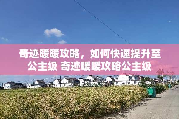 奇迹暖暖攻略，如何快速提升至公主级 奇迹暖暖攻略公主级