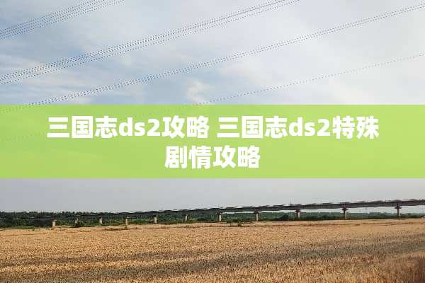 三国志ds2攻略 三国志ds2特殊剧情攻略