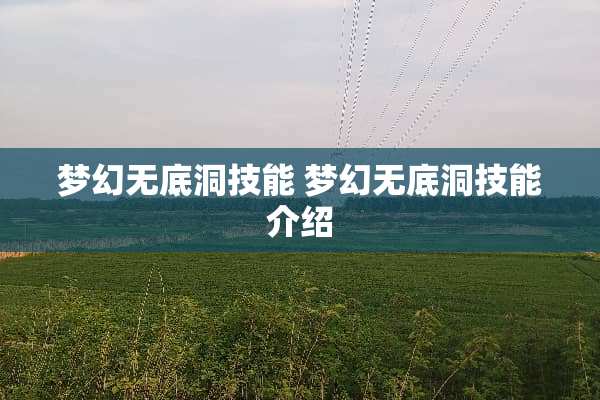 梦幻无底洞技能 梦幻无底洞技能介绍