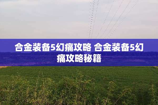 合金装备5幻痛攻略 合金装备5幻痛攻略秘籍