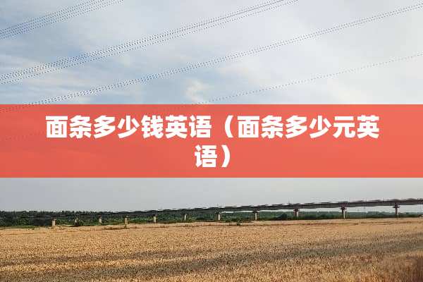 面条多少钱英语（面条多少元英语）