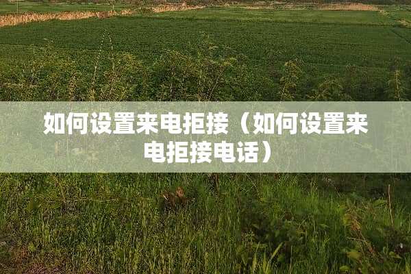 如何设置来电拒接（如何设置来电拒接电话）