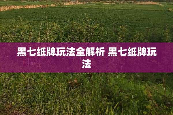 黑七纸牌玩法全解析 黑七纸牌玩法