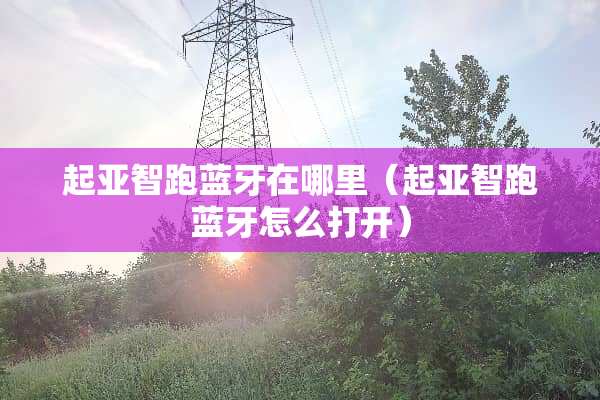 起亚智跑蓝牙在哪里（起亚智跑蓝牙怎么打开）