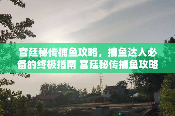 宫廷秘传捕鱼攻略，捕鱼达人必备的终极指南 宫廷秘传捕鱼攻略游戏