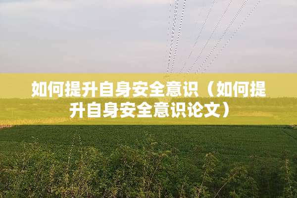 如何提升自身安全意识（如何提升自身安全意识论文）