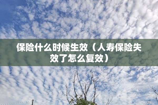 保险什么时候生效（人寿保险失效了怎么复效）