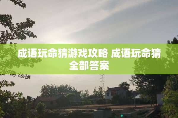 成语玩命猜游戏攻略 成语玩命猜全部答案