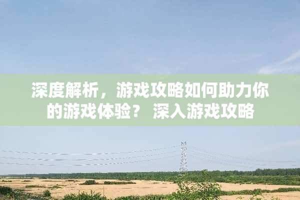 深度解析，游戏攻略如何助力你的游戏体验？ 深入游戏攻略