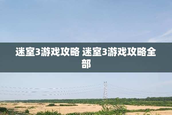 迷室3游戏攻略 迷室3游戏攻略全部