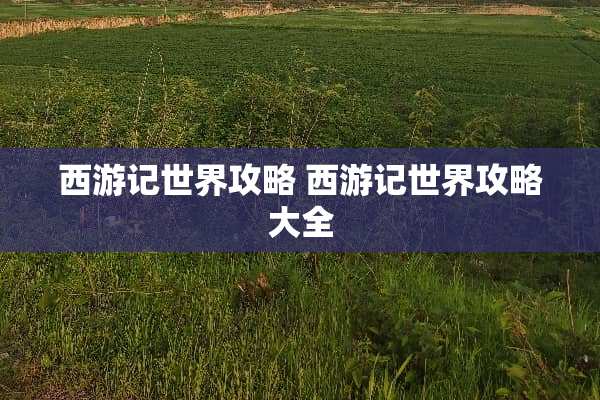 西游记世界攻略 西游记世界攻略大全