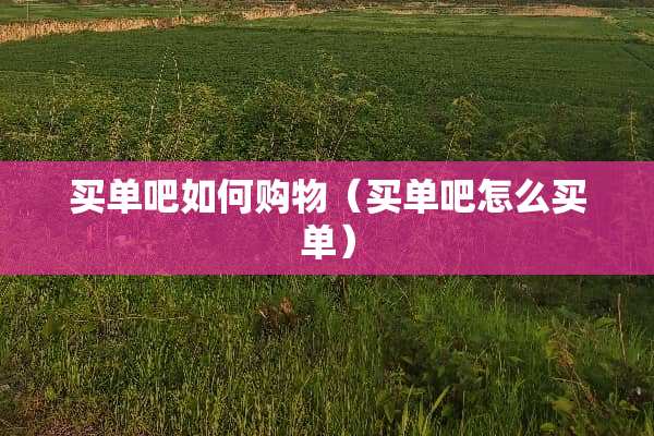 买单吧如何购物（买单吧怎么买单）