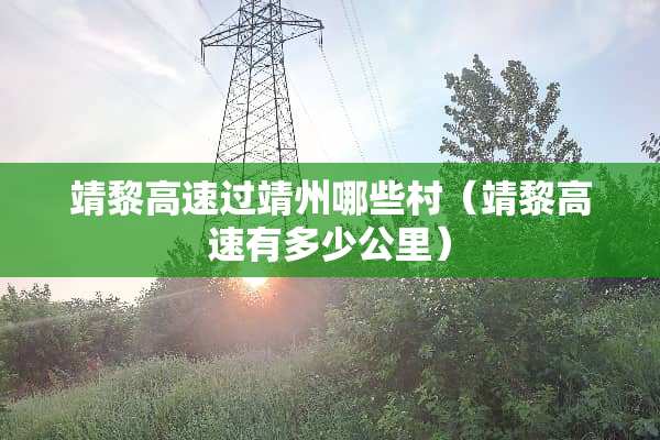 靖黎高速过靖州哪些村（靖黎高速有多少公里）