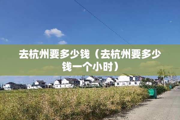 去杭州要多少钱(去杭州要多少钱一个小时)