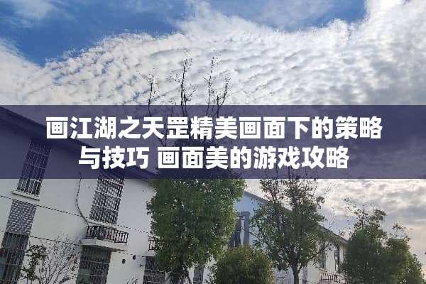 画江湖之天罡精美画面下的策略与技巧 画面美的游戏攻略