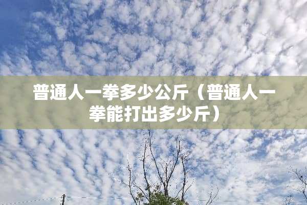 普通人一拳多少公斤(普通人一拳能打出多少斤) 普通人一拳多少公斤(普通人一拳能打出多少斤)