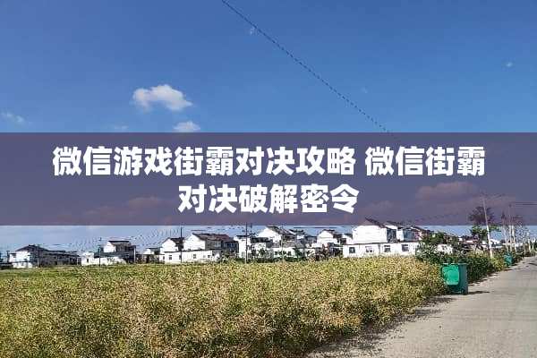 微信游戏街霸对决攻略 微信街霸对决**密令 微信游戏街霸对决攻略 微信街霸对决**密令