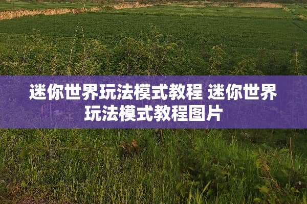 迷你世界玩法模式教程 迷你世界玩法模式教程图片