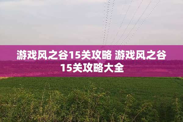游戏风之谷15关攻略 游戏风之谷15关攻略大全