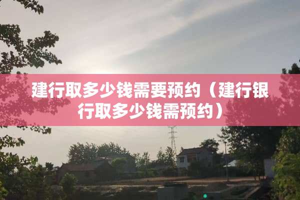 建行取多少钱需要预约（建行银行取多少钱需预约）