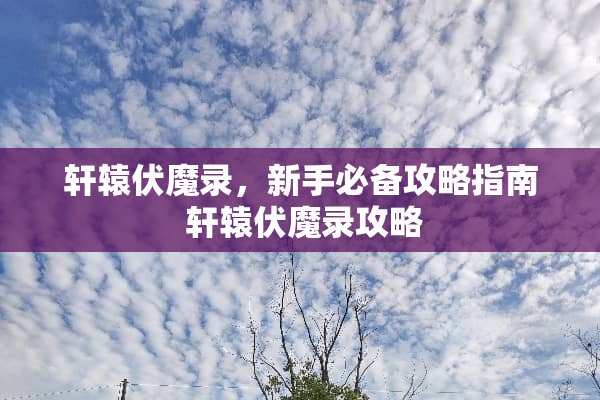 轩辕伏魔录，新手必备攻略指南 轩辕伏魔录攻略