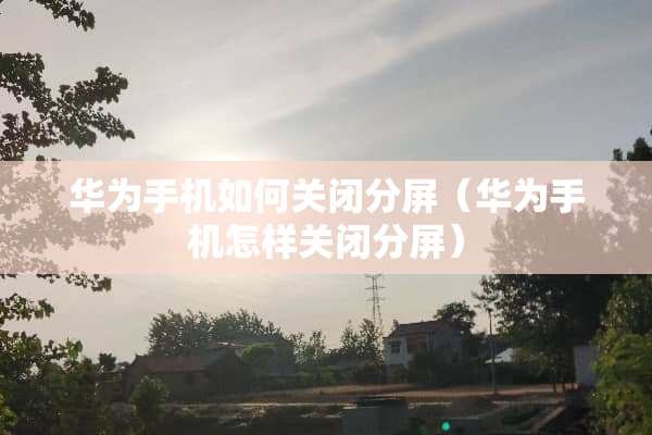 华为手机如何关闭分屏（华为手机怎样关闭分屏）