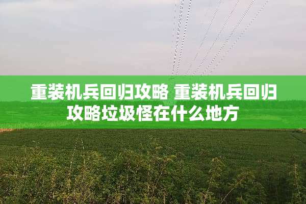 重装机兵回归攻略 重装机兵回归攻略垃圾怪在什么地方