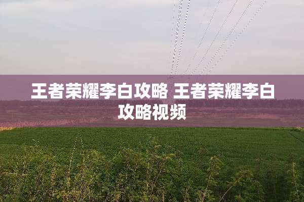 王者荣耀李白攻略 王者荣耀李白攻略视频