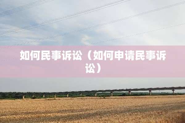 如何民事诉讼（如何申请民事诉讼）