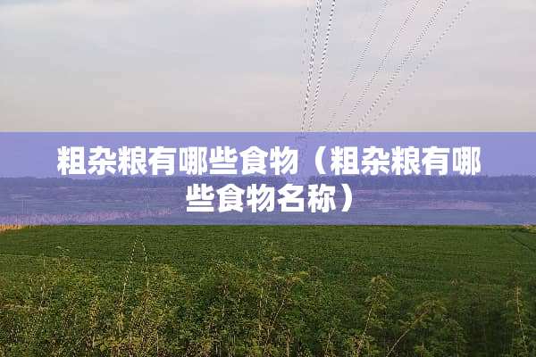 粗杂粮有哪些食物（粗杂粮有哪些食物名称）