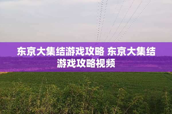 东京大集结游戏攻略 东京大集结游戏攻略视频
