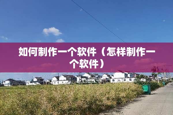 如何制作一个软件（怎样制作一个软件）