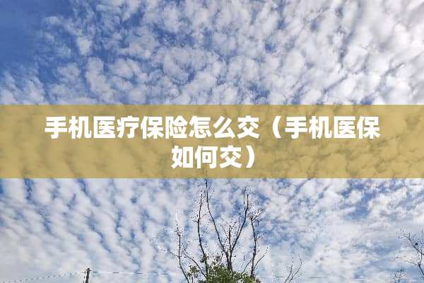 手机医疗保险怎么交（手机医保如何交）