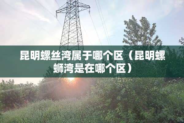 昆明螺丝湾属于哪个区（昆明螺蛳湾是在哪个区）