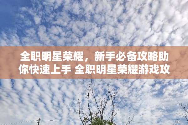 **明星荣耀，新手必备攻略助你快速上手**明星荣耀游戏攻略