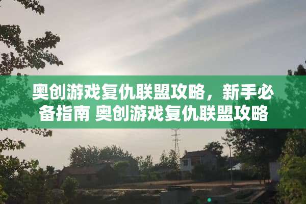 奥创游戏复仇联盟攻略，新手必备指南 奥创游戏复仇联盟攻略