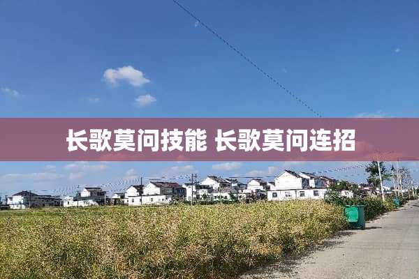 长歌莫问技能 长歌莫问连招