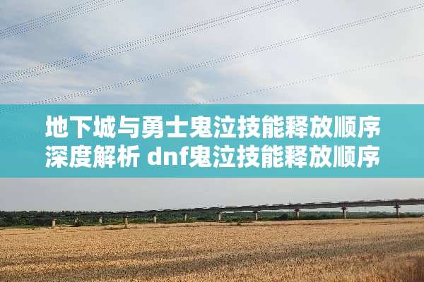 **城与勇士鬼泣技能释放顺序深度解析 dnf鬼泣技能释放顺序