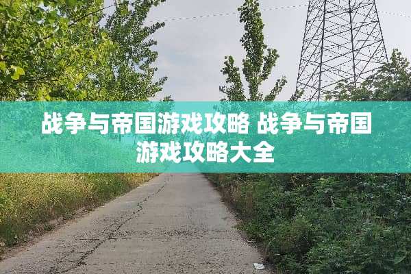 战争与帝国游戏攻略 战争与帝国游戏攻略大全