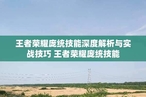 王者荣耀庞统技能深度解析与实战技巧 王者荣耀庞统技能