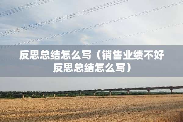 反思总结怎么写（销售业绩不好反思总结怎么写）