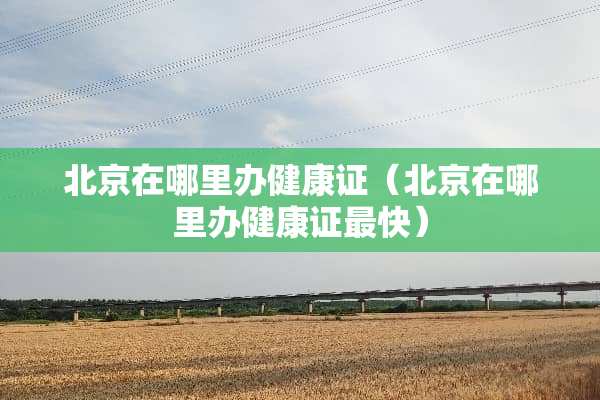 北京在哪里办健康证（北京在哪里办健康证最快）