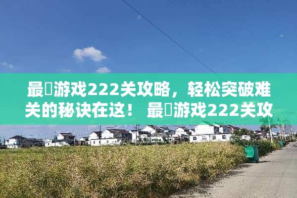 最囧游戏222关攻略，轻松突破难关的秘诀在这！ 最囧游戏222关攻略