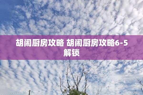 胡闹厨房攻略 胡闹厨房攻略6-5解锁
