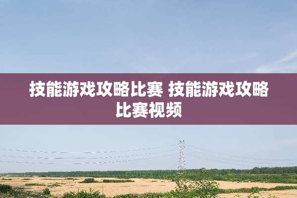 技能游戏攻略比赛 技能游戏攻略比赛视频