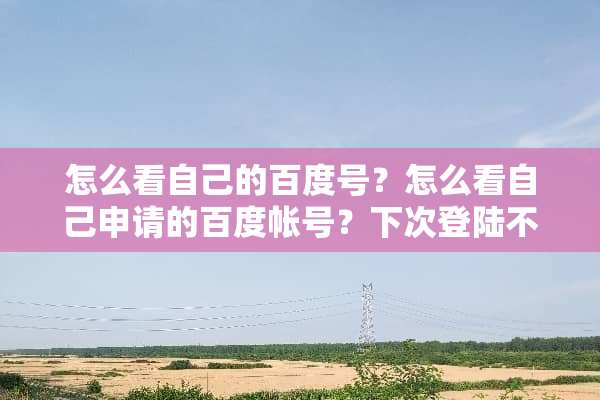 怎么看自己的百度号？怎么看自己申请的百度帐号？下次**不然不会登？