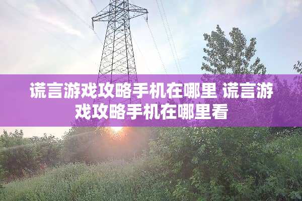 谎言游戏攻略手机在哪里 谎言游戏攻略手机在哪里看