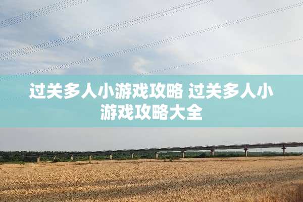 过关多人小游戏攻略 过关多人小游戏攻略大全