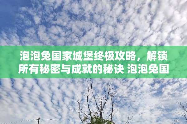 泡泡兔国家城堡终极攻略，解锁所有秘密与成就的秘诀 泡泡兔国家城堡游戏攻略